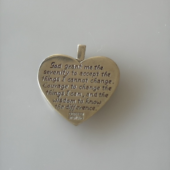 Vintage Gorham Sterling Silver Dove Heart Pendant Cubic Zirconia Serenity Prayer - Picture 4 of 11